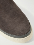 Mulo - Leather-Trimmed Waxed-Suede Chukka Boots - Gray