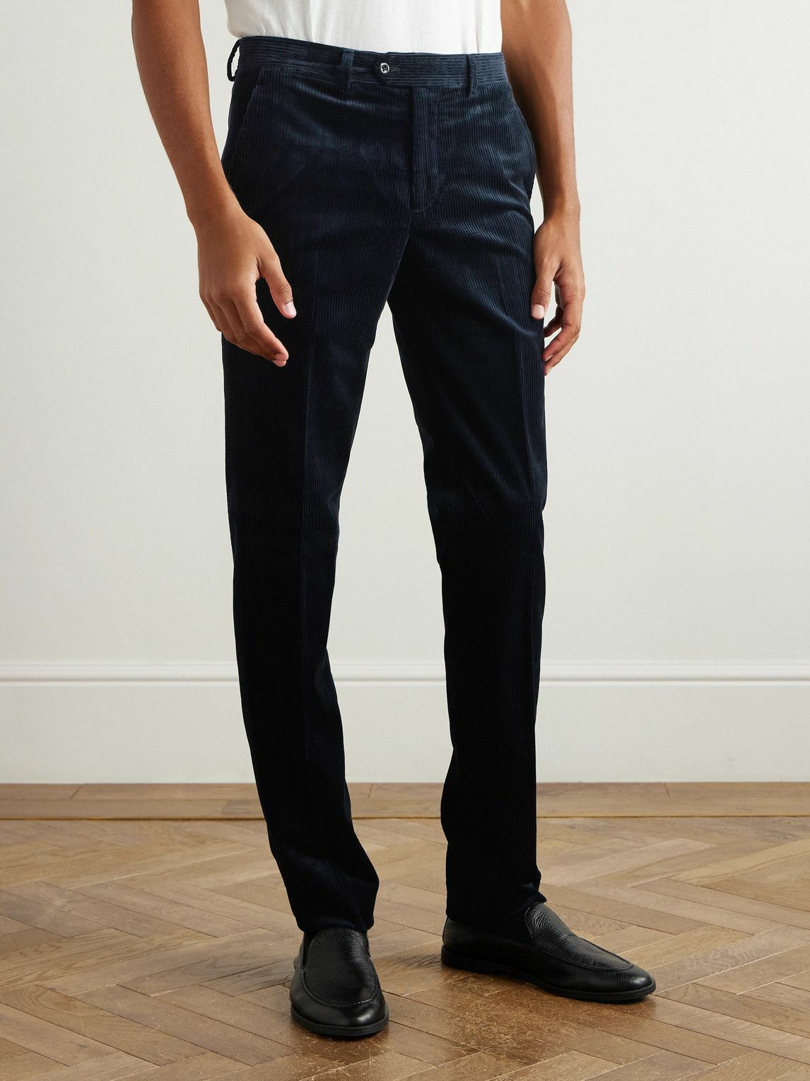 Rubinacci - Straight-Leg Cotton-Corduroy Trousers - Blue