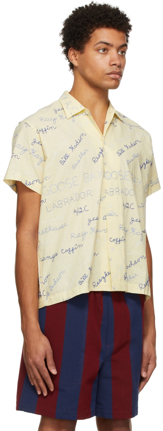 Bode Yellow Embroidered Name Tag Shirt