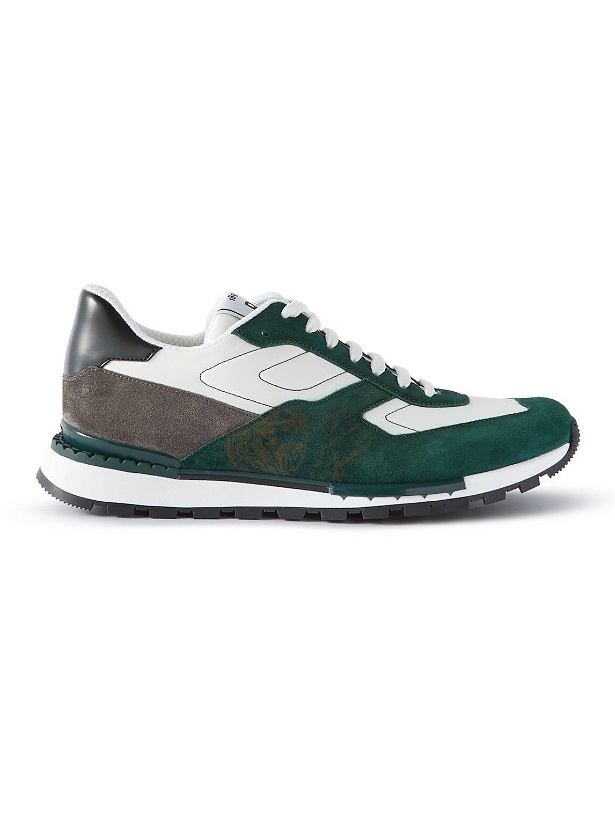 Photo: Berluti - Shell and Leather-Trimmed Suede Sneakers - Green