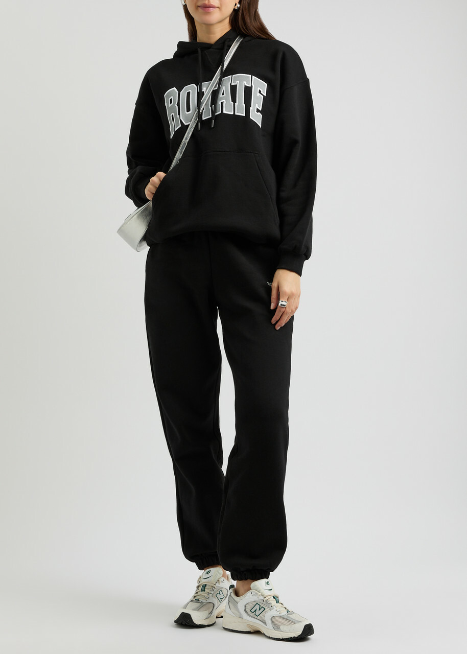 Rotate Sunday Logo Hooded Cotton Sweatshirt Black