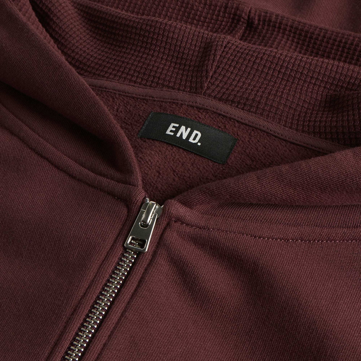END. Mono Zip Hoodie in Oxblood