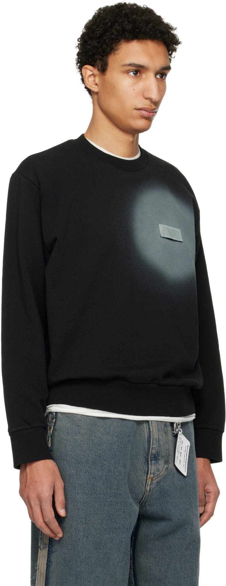 MM6 Maison Margiela Black Spray Print Sweatshirt