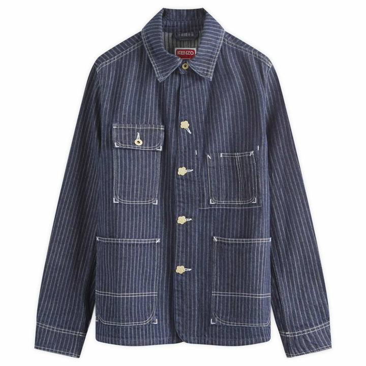 Photo: Kenzo Men's Ticking Stripe Relaxed Chore Jacket in Blue