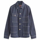 Kenzo Men's Ticking Stripe Relaxed Chore Jacket in Blue
