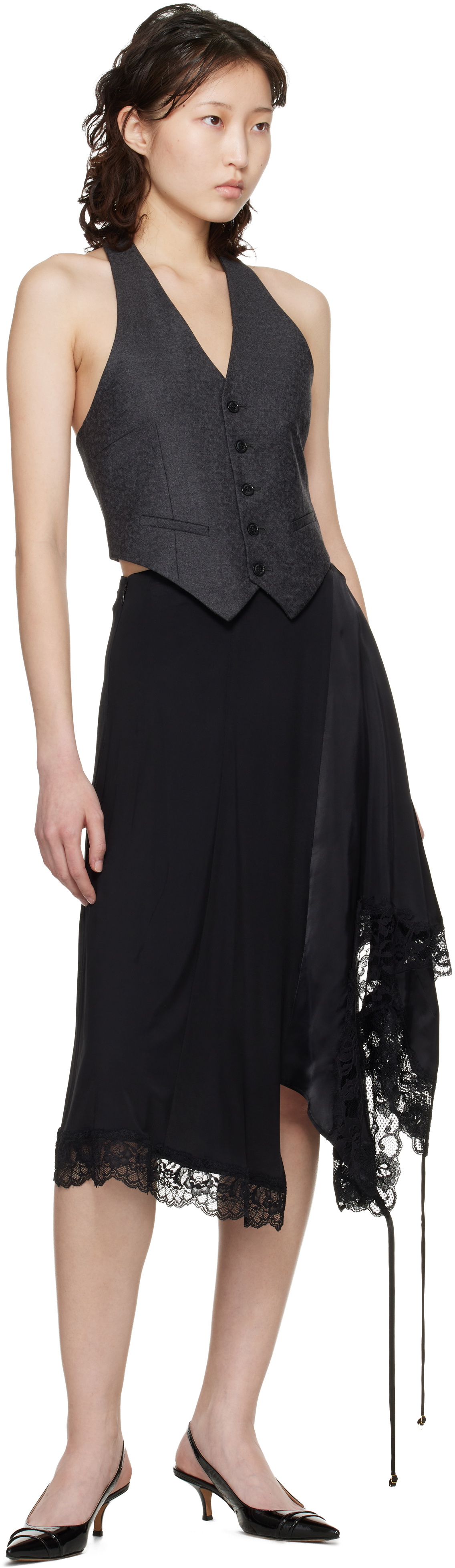VETEMENTS Gray Open Back Halter Tailored Vest