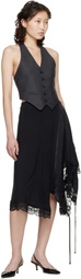 VETEMENTS Gray Open Back Halter Tailored Vest
