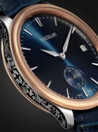 Buccellati - Ornatino Automatic 42mm 18-Karat Pink and White Gold and Croc-Effect Leather Watch, Ref. No. WAUMGE013179