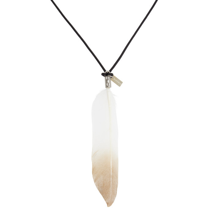 Ann Demeulemeester White and Tan Feather Necklace Ann Demeulemeester