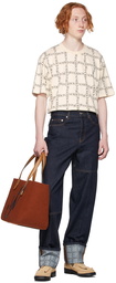 JW Anderson Indigo Logo Grid Turn Up Workwear Jeans