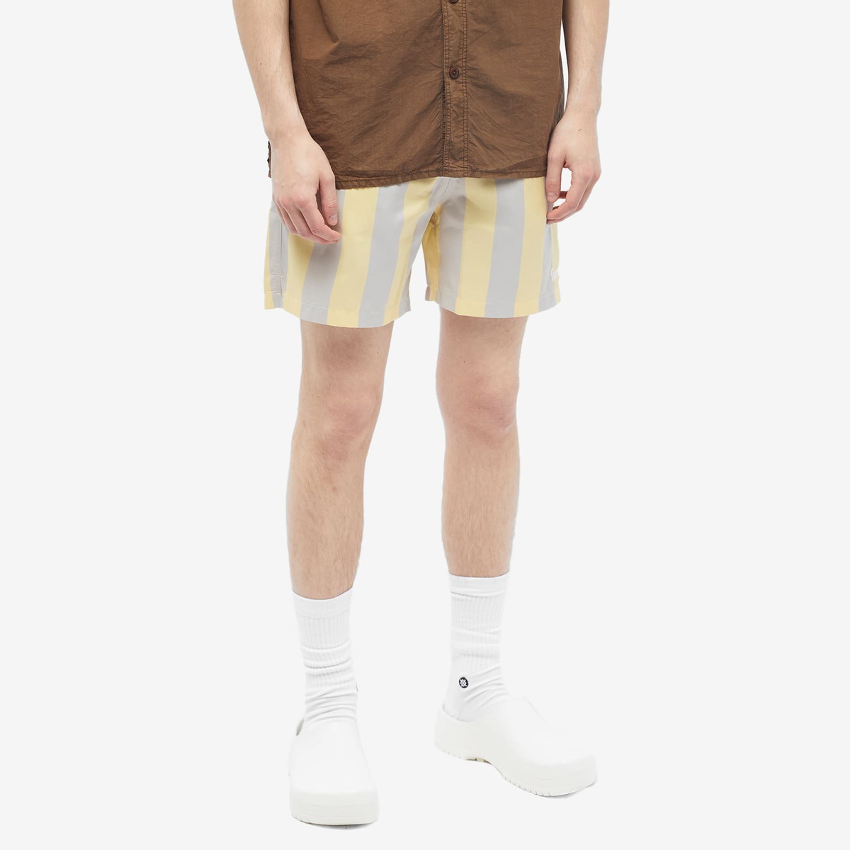Foret Men's Away Stripe Swim Short in Dusty Yellow/Khaki