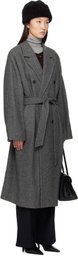 LE17SEPTEMBRE Gray Double-Breasted Belted Coat