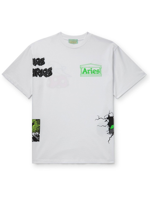 Photo: ARIES - Printed Cotton-Jersey T-Shirt - White - XL