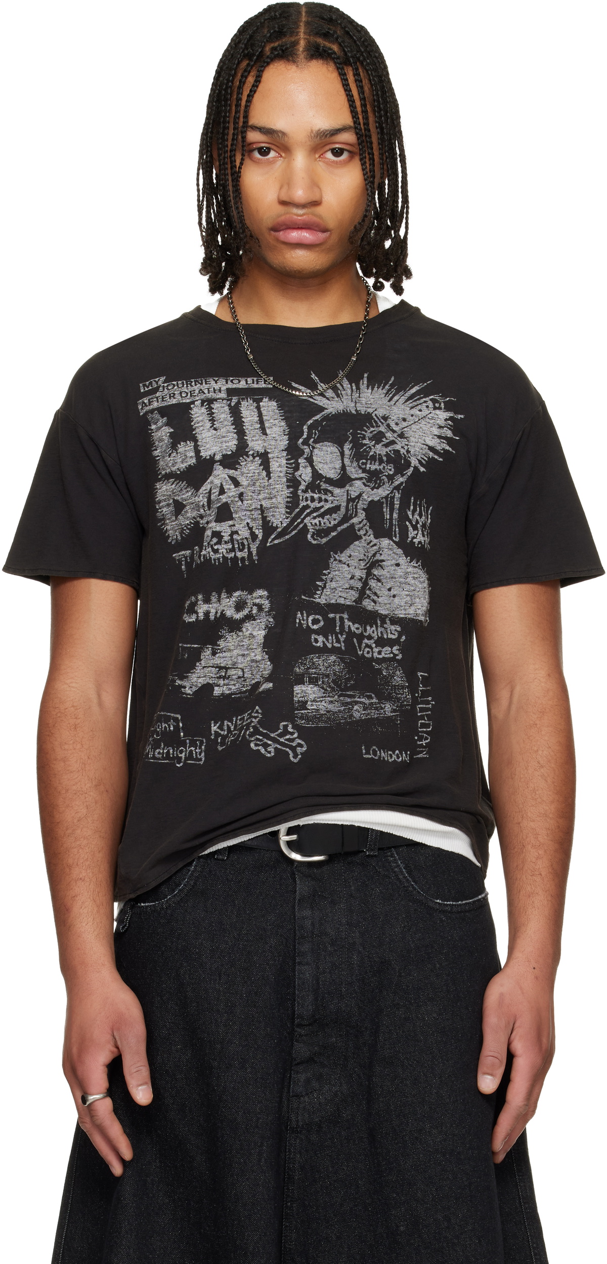 LU'U DAN Black Thrash T-shirt