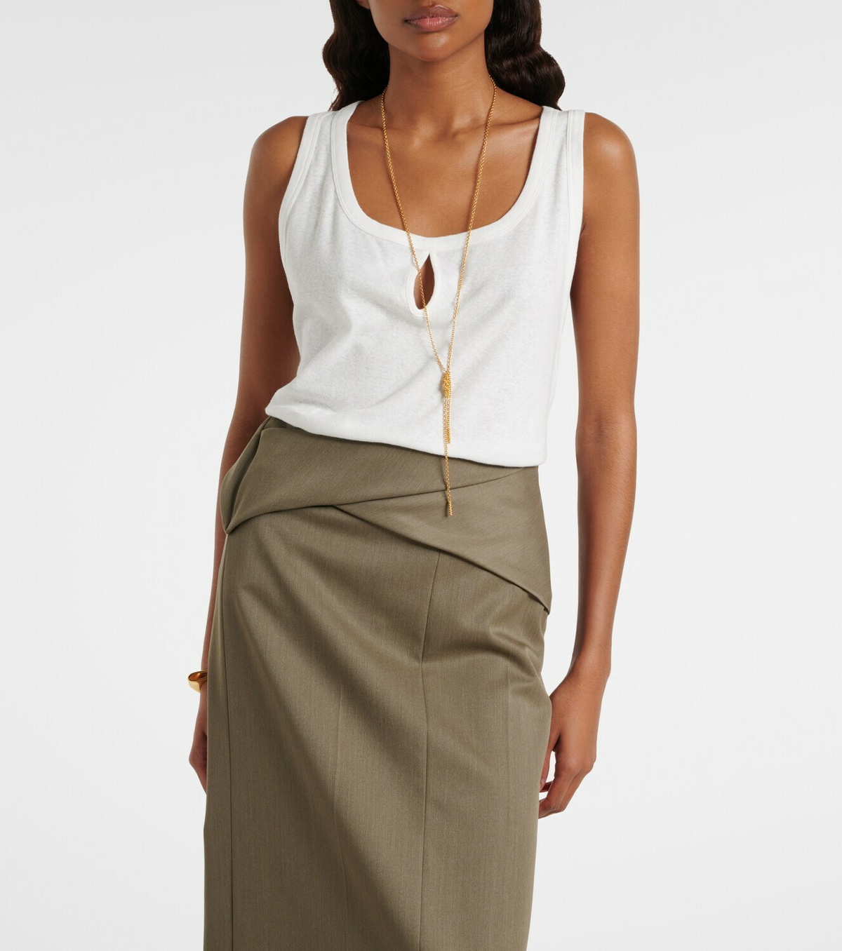 Victoria Beckham Split cotton and linen tank top