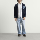 Les Deux Men's Prince Lace Knitted Cardigan in Dark Navy