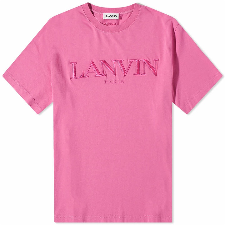 Photo: Lanvin Men's Logo T-Shirt in Flamingo Pink