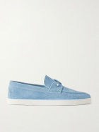 Christian Louboutin - Chambeliboat Embellished Printed Suede Loafers - Blue