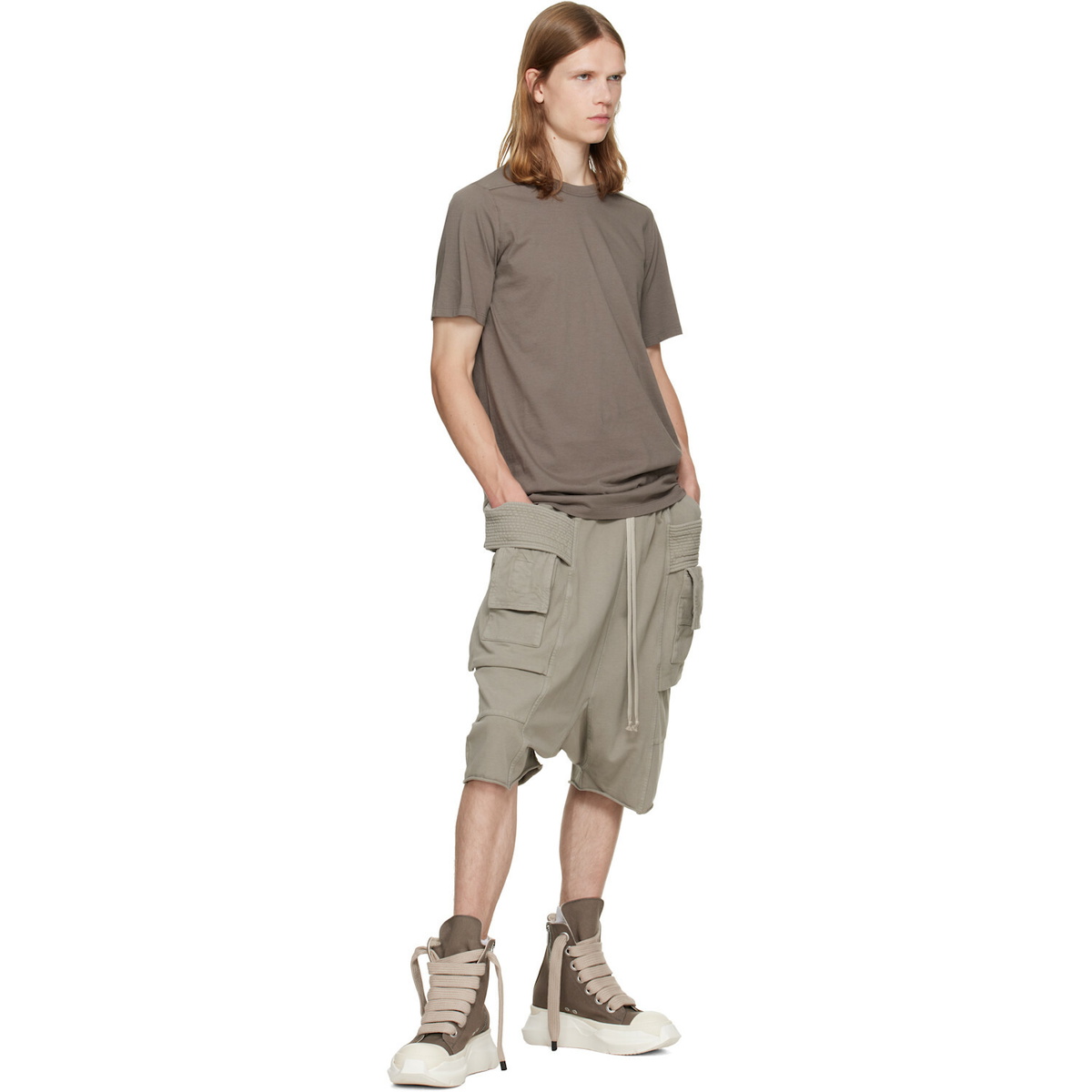 Rick Owens DRKSHDW Taupe Tower Creatch Cargo Pods Shorts