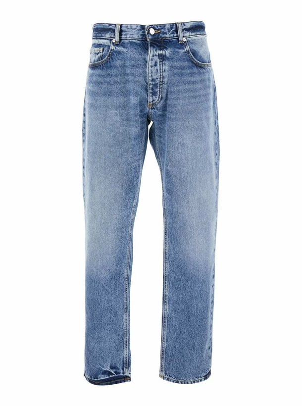 Photo: Icon Denim Light Blue Jeans With Belt Loops And Logo Patch On The Rear In Denim Man