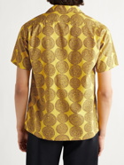 BEAMS PLUS - Camp-Collar Printed Cotton-Dobby Shirt - Yellow
