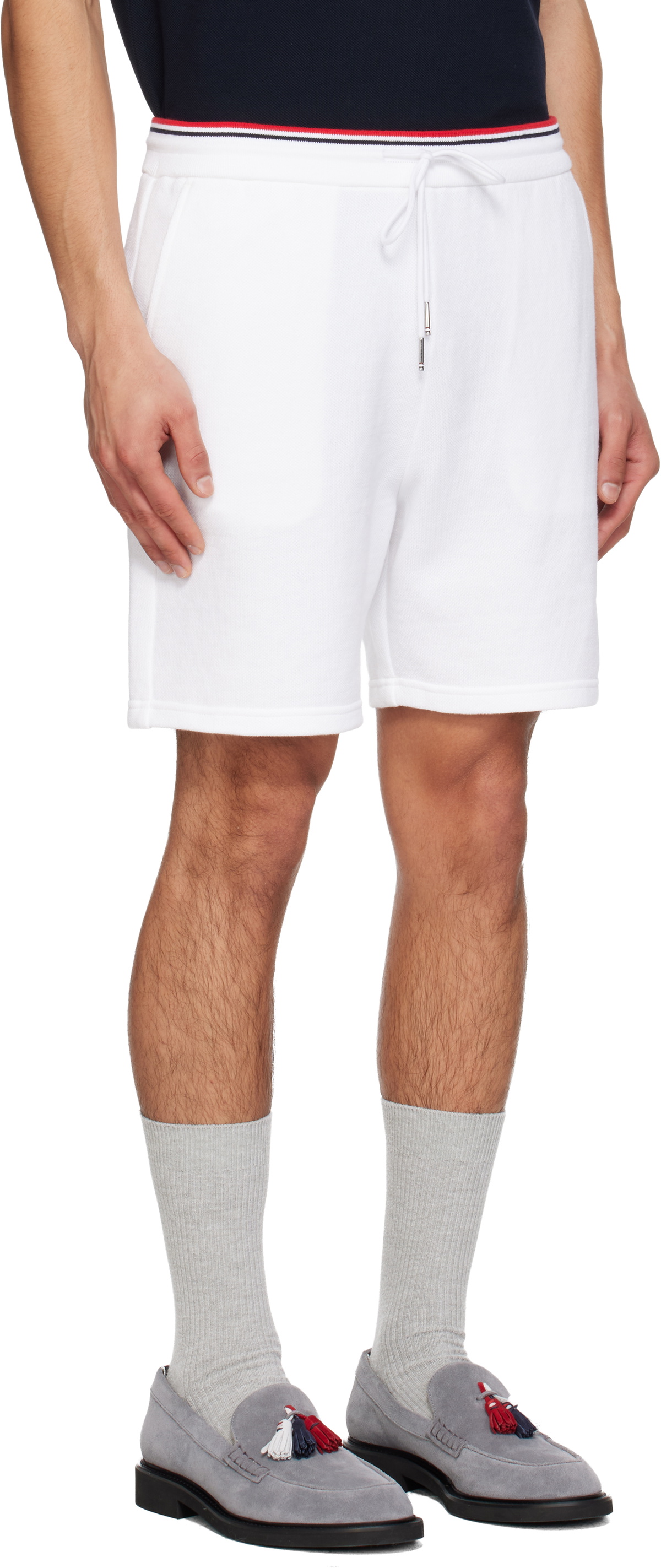 Thom Browne White Pique Loopback Sweat Shorts