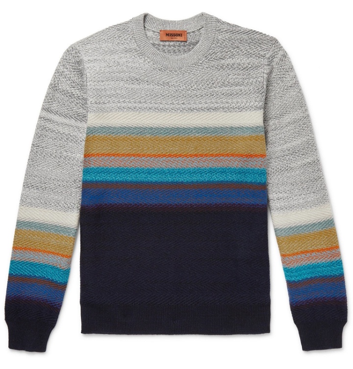 Photo: Missoni - Striped Cashmere-Blend Sweater - Blue