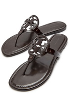 Tory Burch Miller Logo Patent Leather Flip Flops Brown