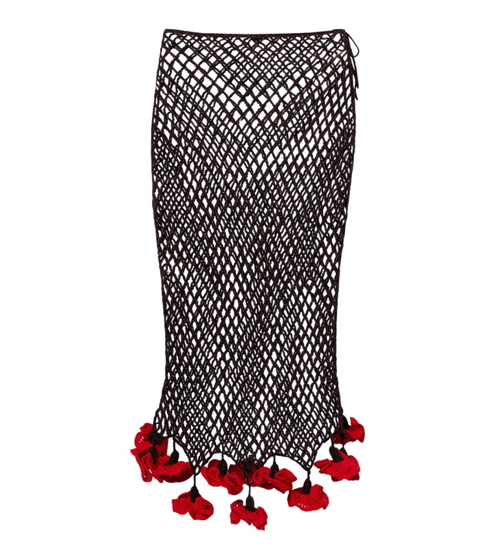 Photo: Alaïa Open-knit cotton midi skirt
