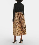 Oscar de la Renta Leopard-print faille midi skirt
