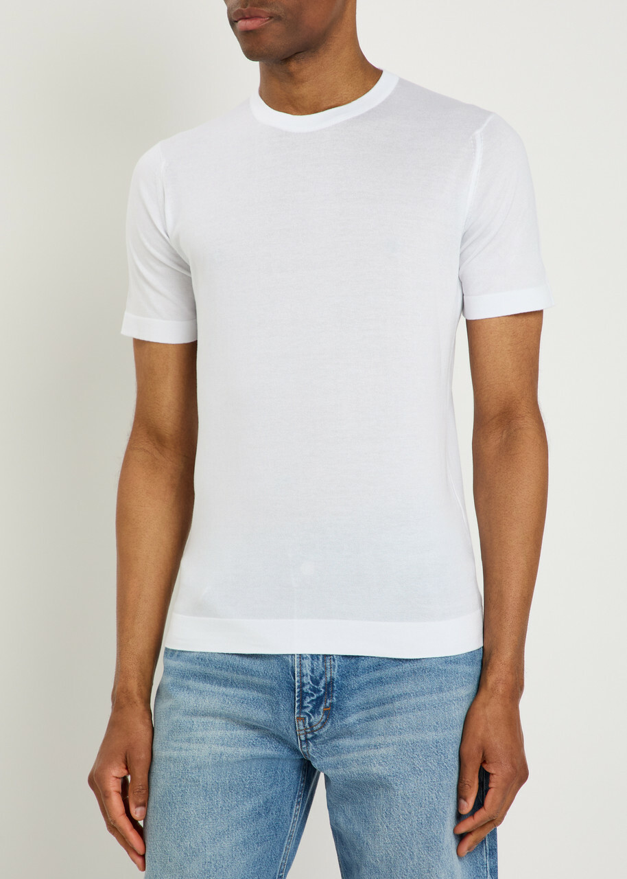 John Smedley Lorca Fine-knit Cotton T-shirt White