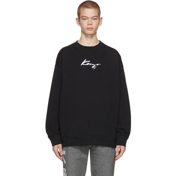 Photo: Kenzo Black Mini Logo Signature Sweatshirt 