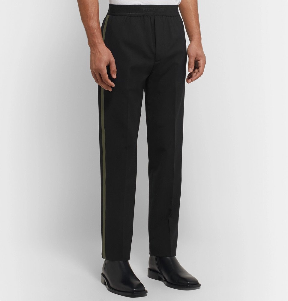 Helmut Lang - Tapered Striped Stretch-Wool Trousers - Black Helmut