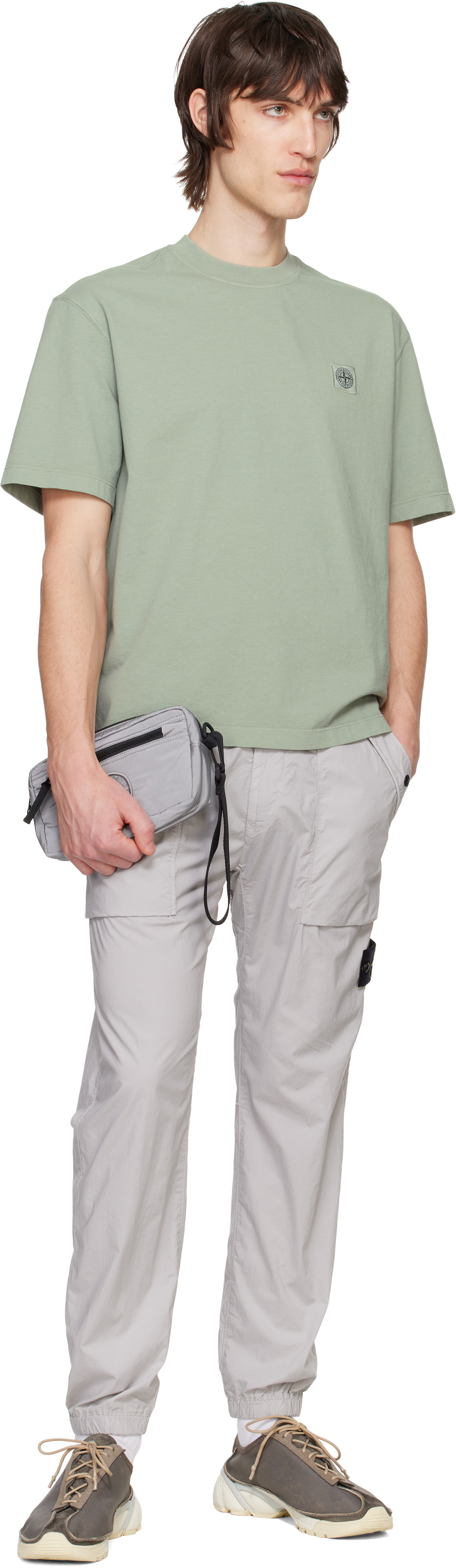 【関税込み】Stone グレー Nylon l ECONYL ポーチ Stone Island Gray Nylon Metal ECONYL Pouch Stone Island