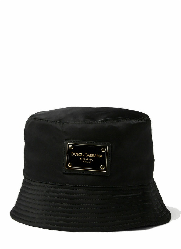 Photo: Logo Plaque Bucket Hat in Black