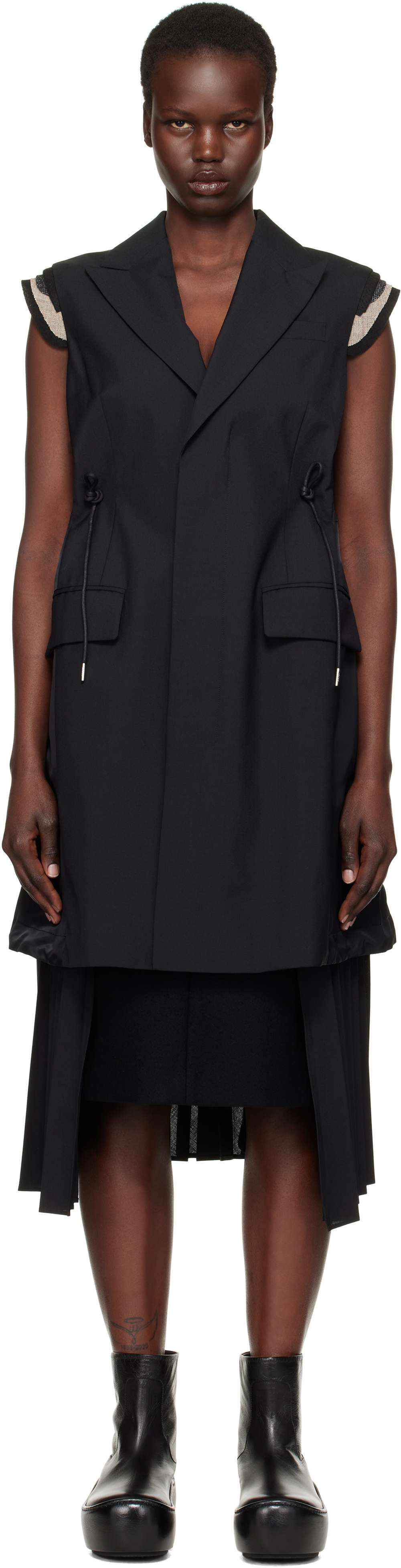 sacai Black Suiting Vest Blazer Sacai