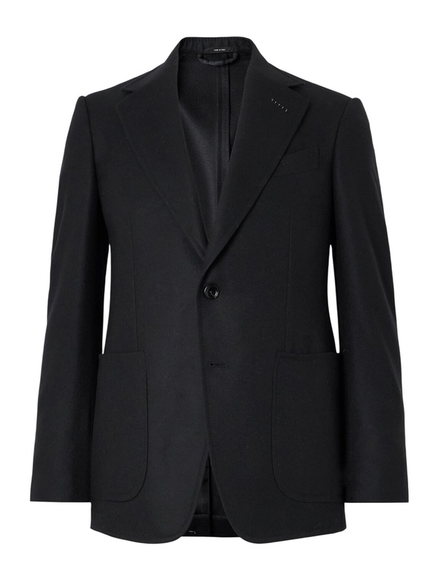 Photo: TOM FORD - Shelton Brushed Wool and Cashmere-Blend Blazer - Black
