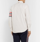 Thom Browne - Button-Down Collar Striped Cotton-Flannel Shirt - White