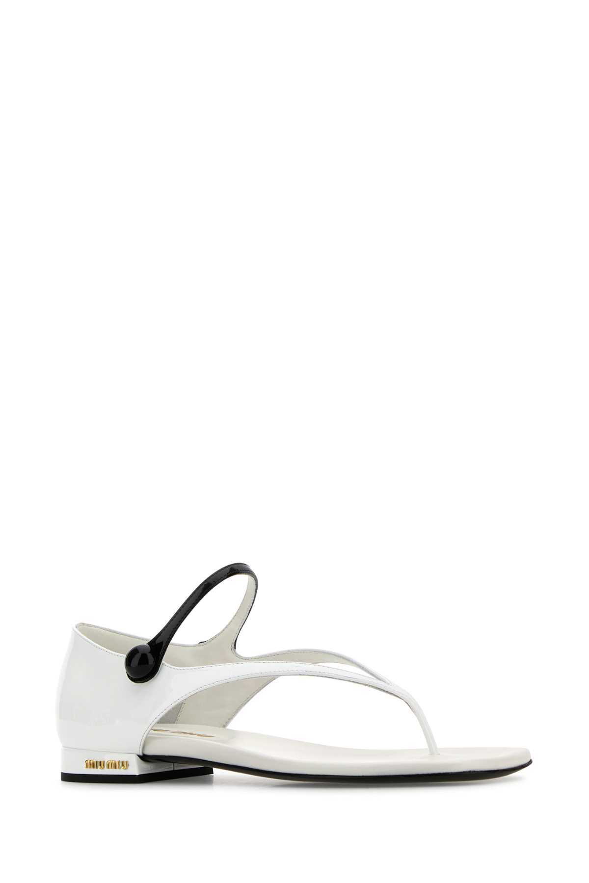 Miu Miu White Leather Thong Sandals Miu Miu