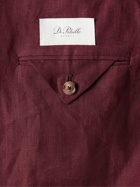 DE PETRILLO - Unstructured Linen Suit Jacket - Burgundy