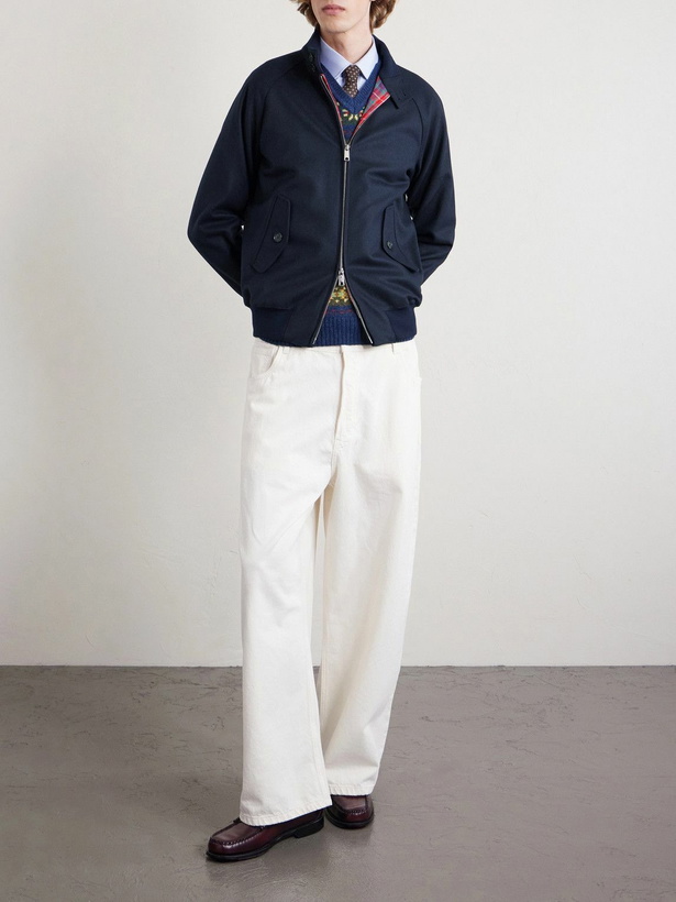 Photo: Baracuta - G9 Melton Virgin Wool-Blend Harrington Jacket - Blue