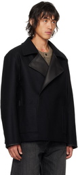 stein Black Short Bonded Reversible Leather Jacket