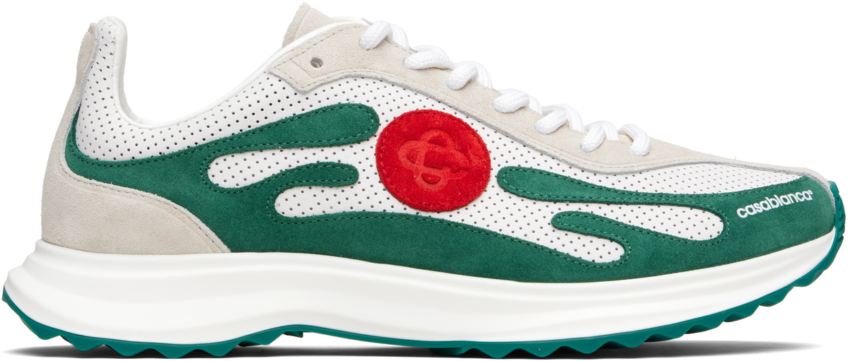 Casablanca White & Green Stade Sneakers