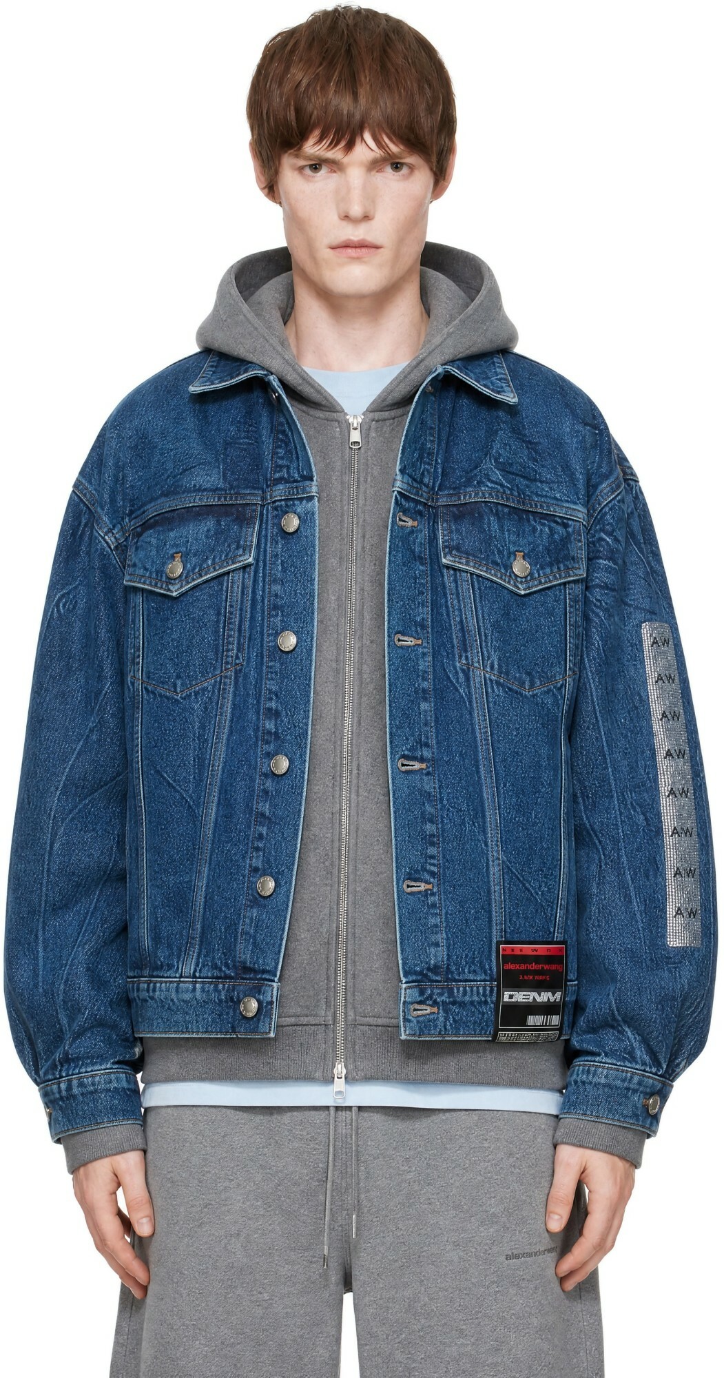 Alexander Wang Blue Flasher Graphic Oversized Denim Trucker Jacket