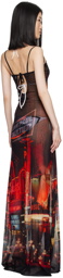 Jean Paul Gaultier Red 'The Cowl Neck Pigalle' Maxi Dress