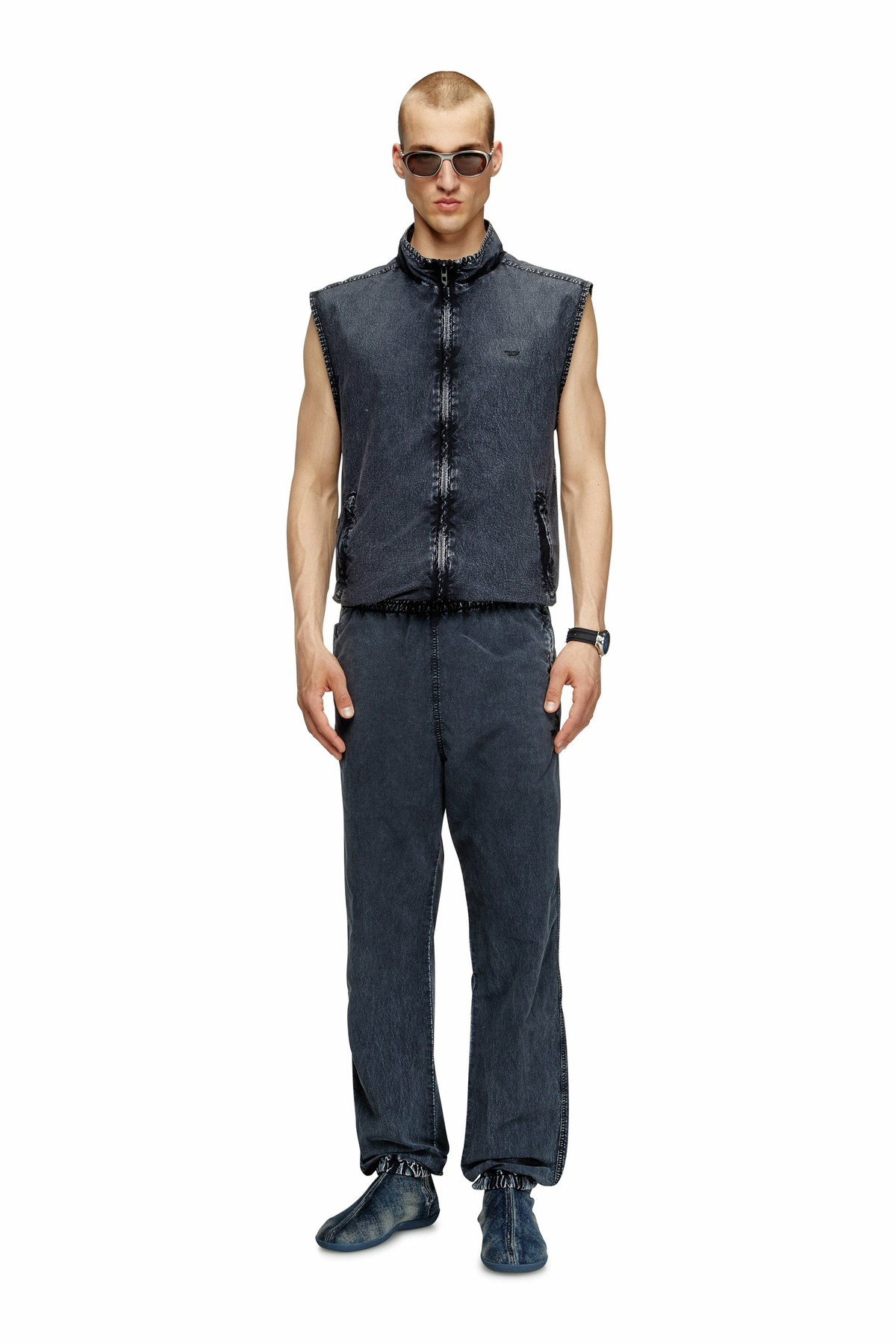 Diesel Vest in recycled nylon taslan - Jackets Mens in Blue