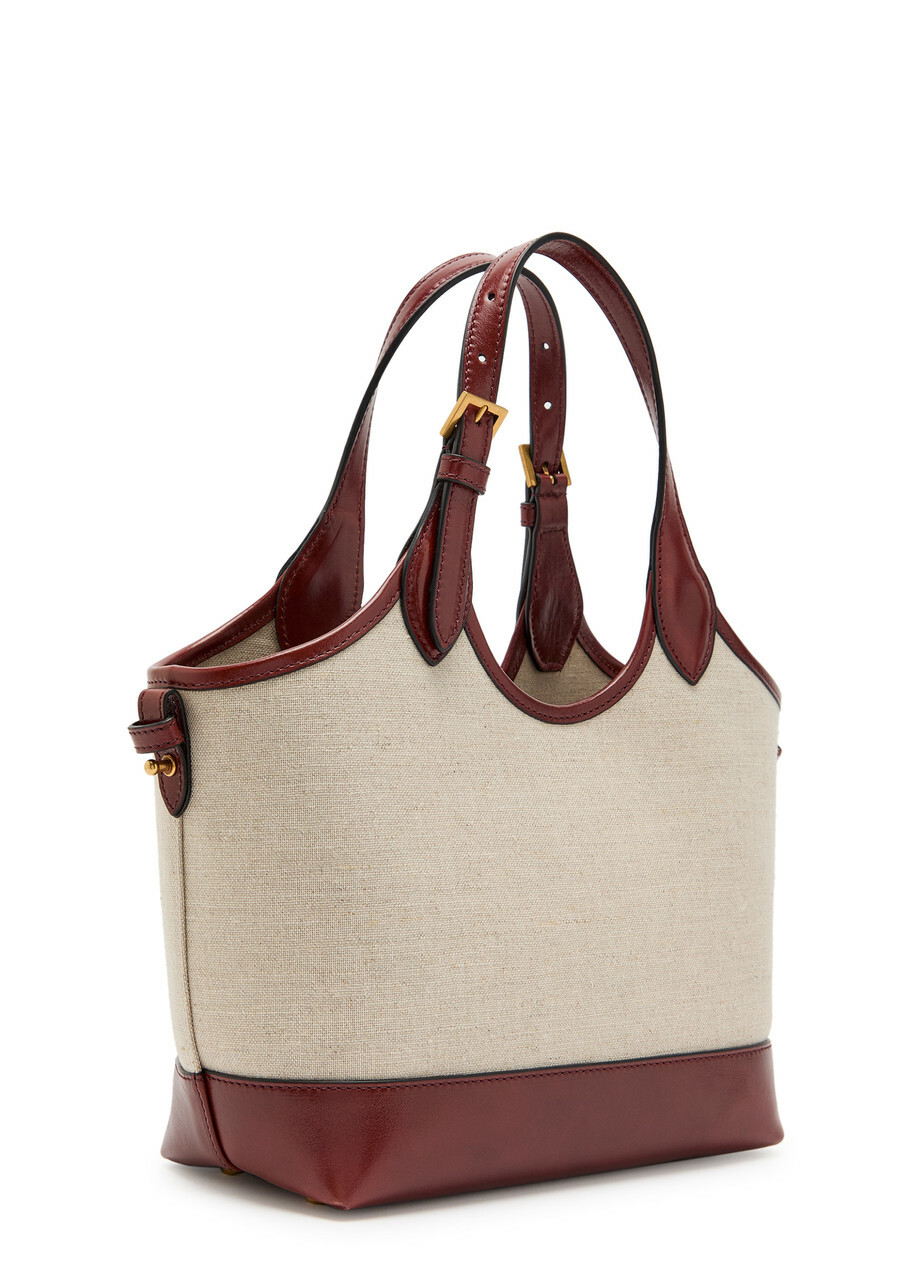 Versace Small Leather and Canvas Tote bag - Beige - One Size
