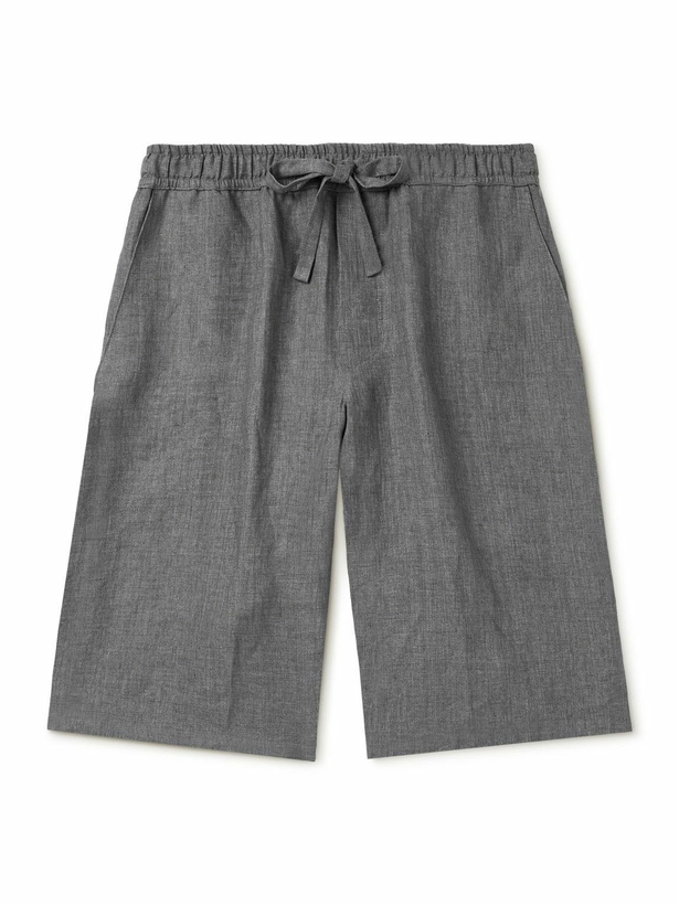 Photo: Dolce&Gabbana - Straight-Leg Linen Drawstring Shorts - Gray