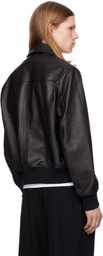 AMI Paris Black Zipped Leather Jacket