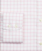 Brooks Brothers Men's Stretch Regent Regular-Fit Dress Shirt, Non-Iron Twill Ainsley Collar Grid Check | Pink